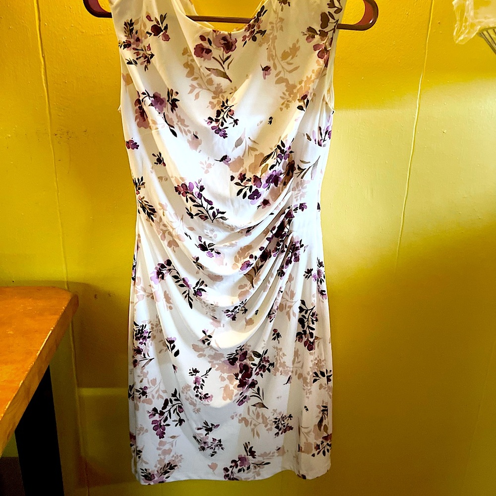 Ralph Lauren floral sleeveless dress with ruching